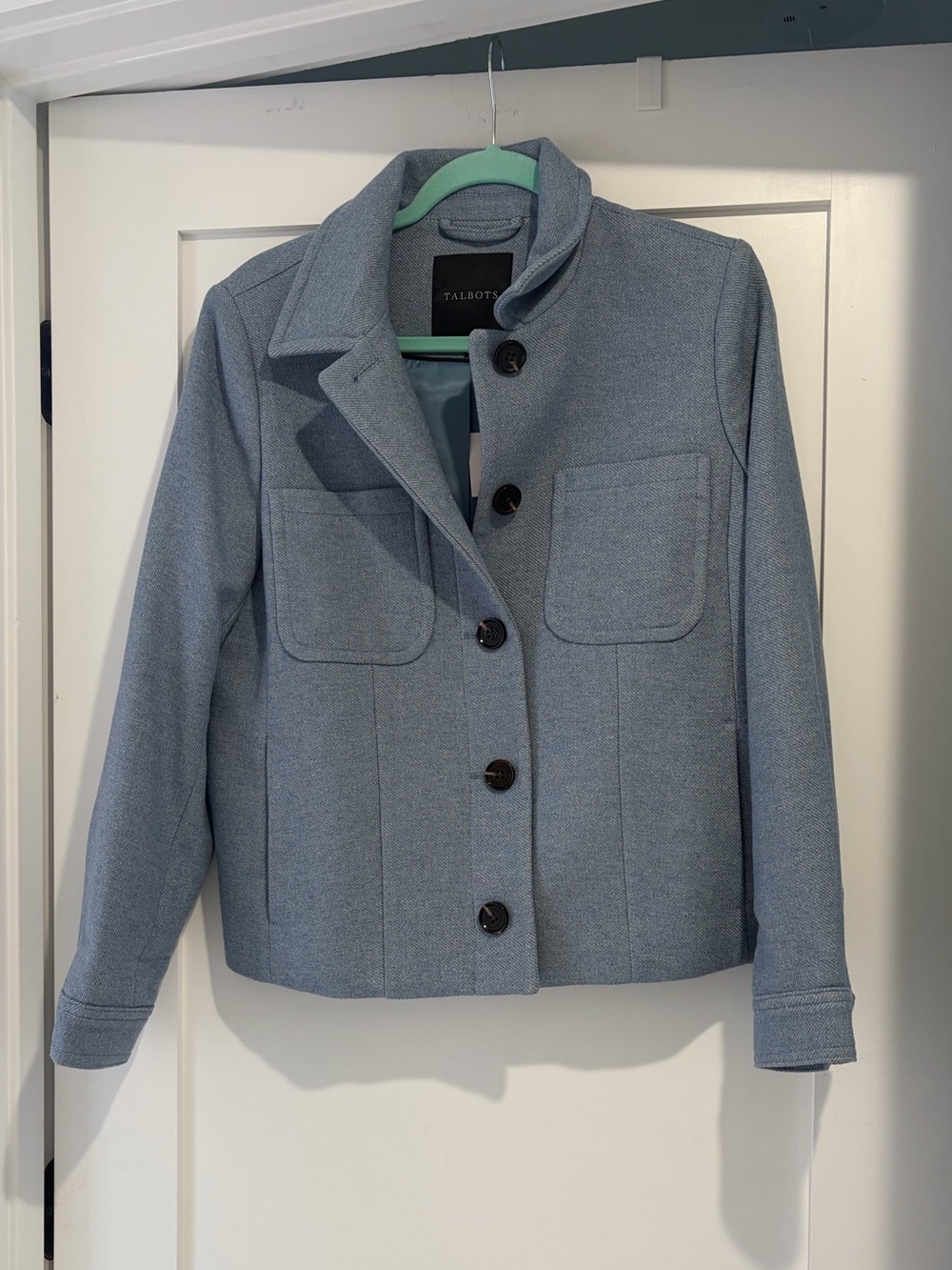 NWT Talbots Powder Blue Wool-Blend Button Front Jacket